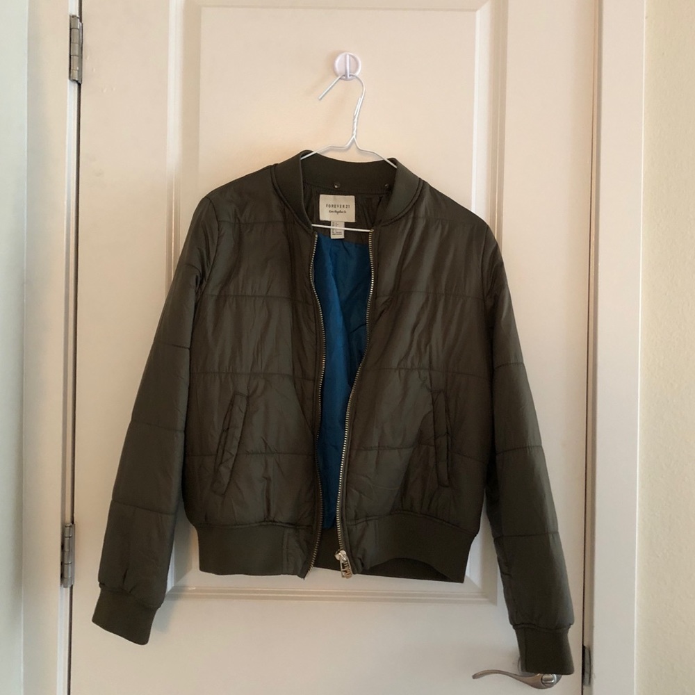 Green Bomber Jacket (with detachable hood)